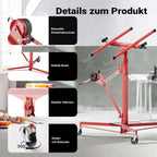 Plattenheber XXL 50790 Trockenbau Plattenlift 68 kg Arbeitshöhe 140-350 cm 1-Mann Montagehilfe 3 Rollen Feststellbremse