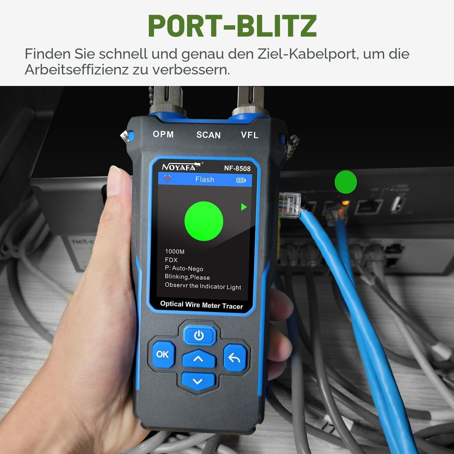 Netzwerkkabeltester NF-8508 mit RJ45 RJ11 PoE Test Optischem Leistungsmesser VFL Funktion CAT5 CAT6 Kabelprüfung