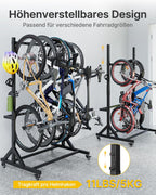 Fahrradständer freistehend für 5 Fahrräder vertikaler Fahrradhalter mit 5 Haken 6 Helmhaken Stahlkonstruktion 160 kg Traglast