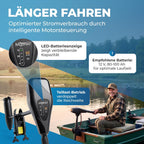 Elektro Außenborder 62 lbs 12V 696 W Modell 62 mit LED Batterieanzeige 5 Vorwärtsgänge 3 Rückwärtsgänge