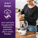 Dampfgarer mit Mixer SCF883/01 4-in-1 Babynahrungszubereiter 400W mit Dampfgaren Pürieren Auftauen und Aufwärmen