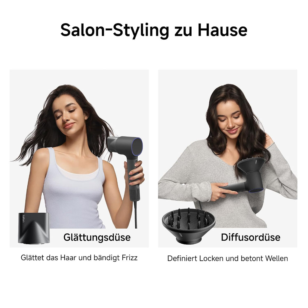 Haartrockner Neo 22 m/s Luftstrom 110000 U/min Motor 1500W Ionenfunktion 2 Aufsätze Diffusor Glättungsdüse