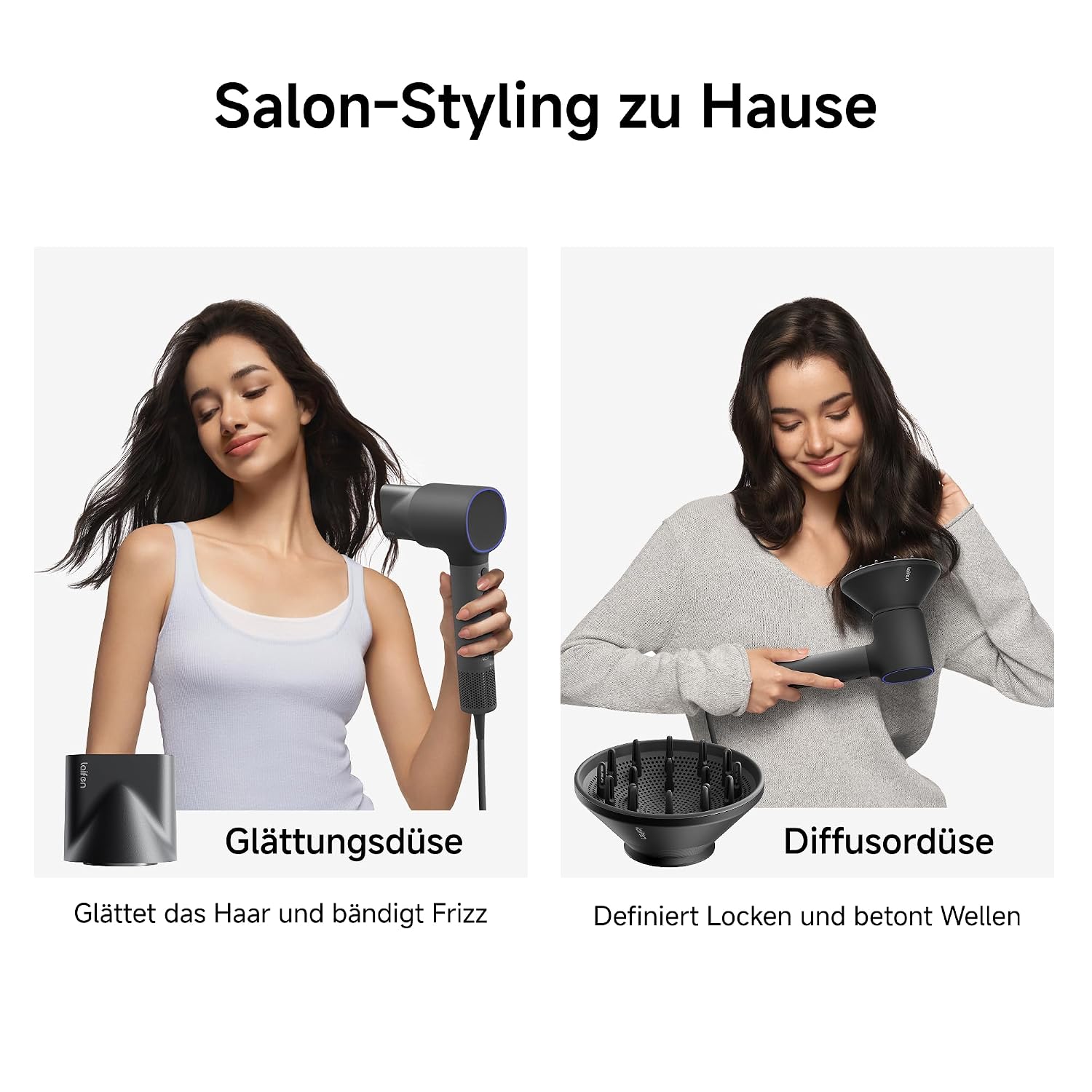 Haartrockner Neo 22 m/s Luftstrom 110000 U/min Motor 1500W Ionenfunktion 2 Aufsätze Diffusor Glättungsdüse