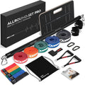 Lange Stoff Fitnessbänder Set 5 Widerstandsstufen Allroundset Ultra mit Türanker Fußschlaufen Griffen Stange