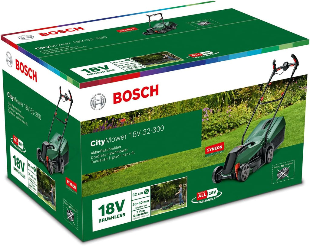 Akku Rasenmäher CityMower 18V 32-300 32cm Schnittbreite für Rasenflächen bis 300m² 18V Akku 4Ah