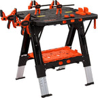 Klappbare Werkbank 2in1 Sägebock 454kg Tragfähigkeit Aluminiumbeine verstellbar 79x63,5x89cm inkl Schraubzwingen
