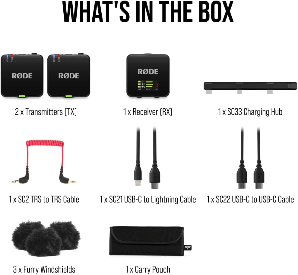 Kabelloses Mikrofon Wireless GO 3rd Gen mit 32-Bit Float Aufnahme 2,4 GHz Übertragung USB-C Anschluss und Ladehub Zubehör