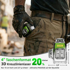 Kreuzlinienlaser 360° grün ST03CG 3D Nivelliergerät mit 152 cm Stativ Magnethalterung selbstnivellierend wiederaufladbar