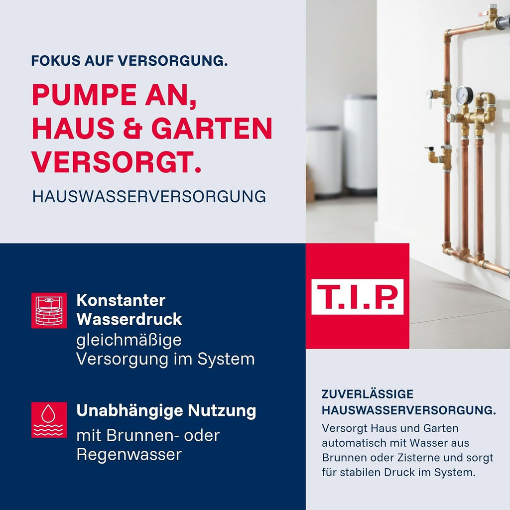 Hauswasserwerk 1200 W Edelstahl HWW 4500 INOX 4350 l/h 5 bar 22 L Druckkessel 50 m Förderhöhe mit Manometer Überlastschutz