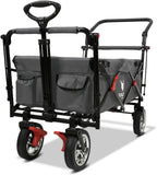 Faltbarer Bollerwagen FX-CT700 klappbarer Handwagen mit Bremsen gepolstertem Sitzbereich höhenverstellbarem Griff und 75 kg Traglast