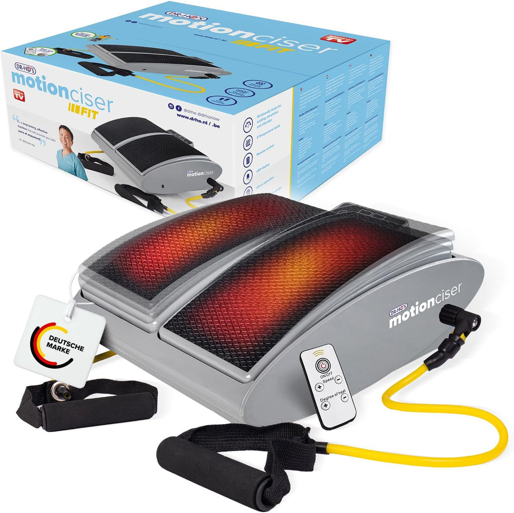 Elektrisches Fußmassagegerät MotionCiser Fit Gehsimulation mit Vibration 10 Stufen Infrarot-Wärme 30–50 °C inkl. Trainingsbänder