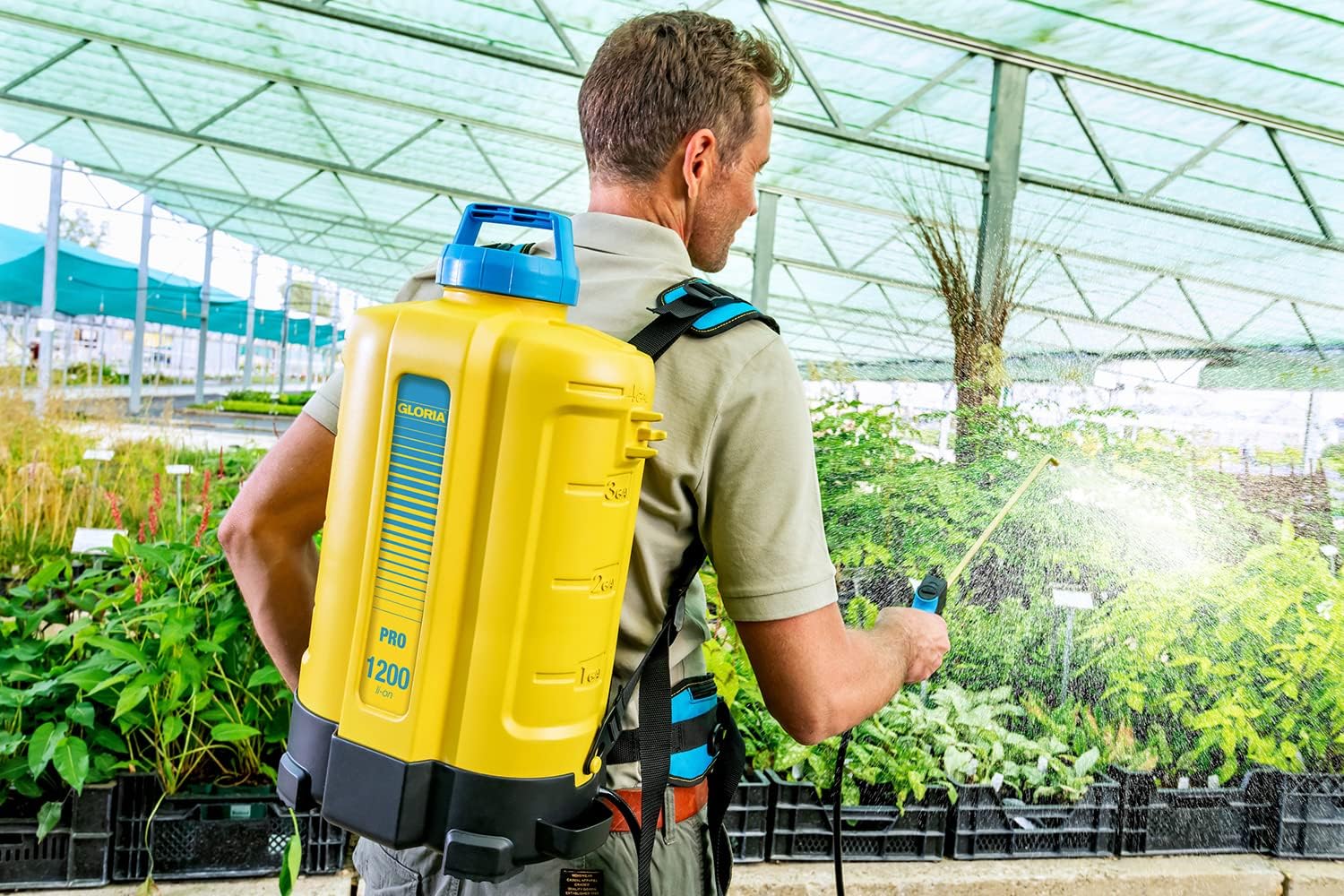 Akku Rückensprüher Pro 1200 Li-Ion 12 l Drucksprüher mit 6 m Schlauch für Pflanzenschutz und Unkrautpflege