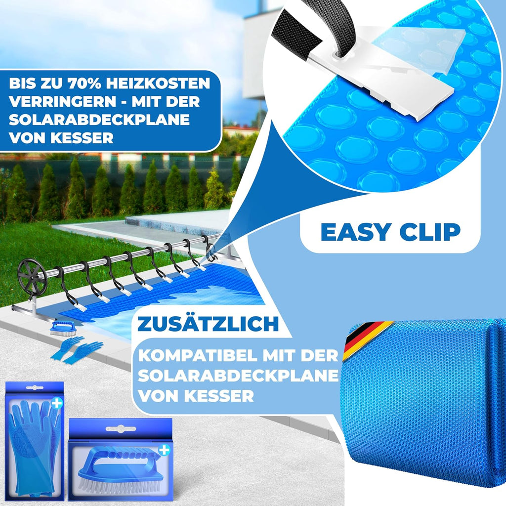 Poolaufroller für Solarplane GS Serie 3 m bis 5,7 m höhenverstellbar mit Rädern und Befestigungsbändern