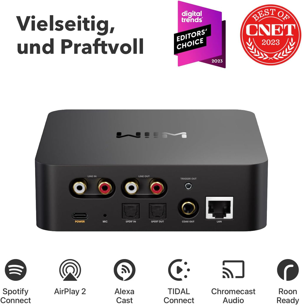 AirPlay 2 und Chromecast Audio Receiver ASR002 WLAN Hi-Res 24 Bit 192 kHz Multiroom Bluetooth Spotify Connect
