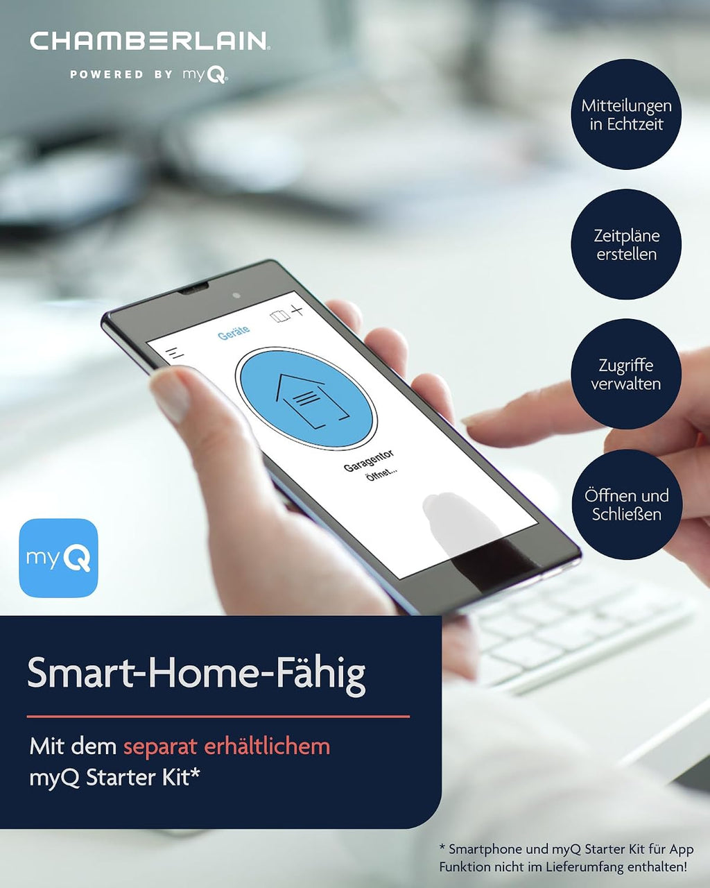 Garagentorantrieb ML700EV 700N Zahnriemenantrieb Soft Start Stop Smart Home myQ kompatibel 2 Handsender 12 kg Führungsschiene