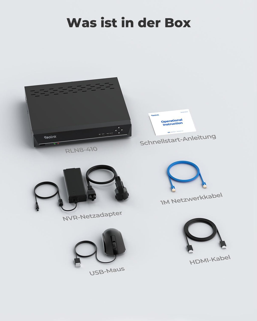 8CH 4K PoE NVR Überwachungsrekorder 2TB Festplatte RLN8-410 unterstützt IP Kameras System Haus Innen Aussen