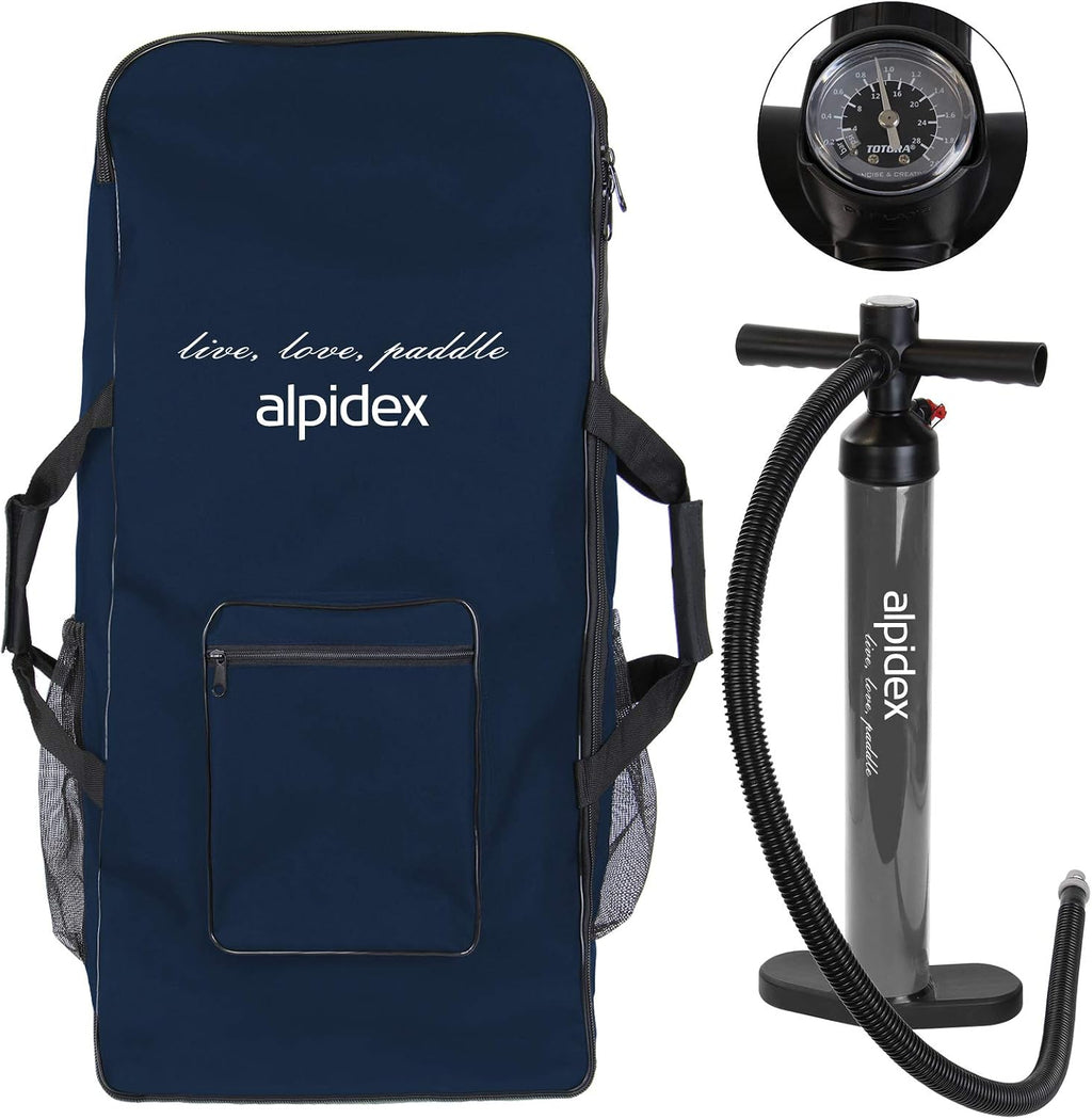 Aufblasbares SUP Board Set 305 x 76 x 15 cm Stand Up Paddle Board bis 150 kg mit Paddel Luftpumpe Finnen Tasche