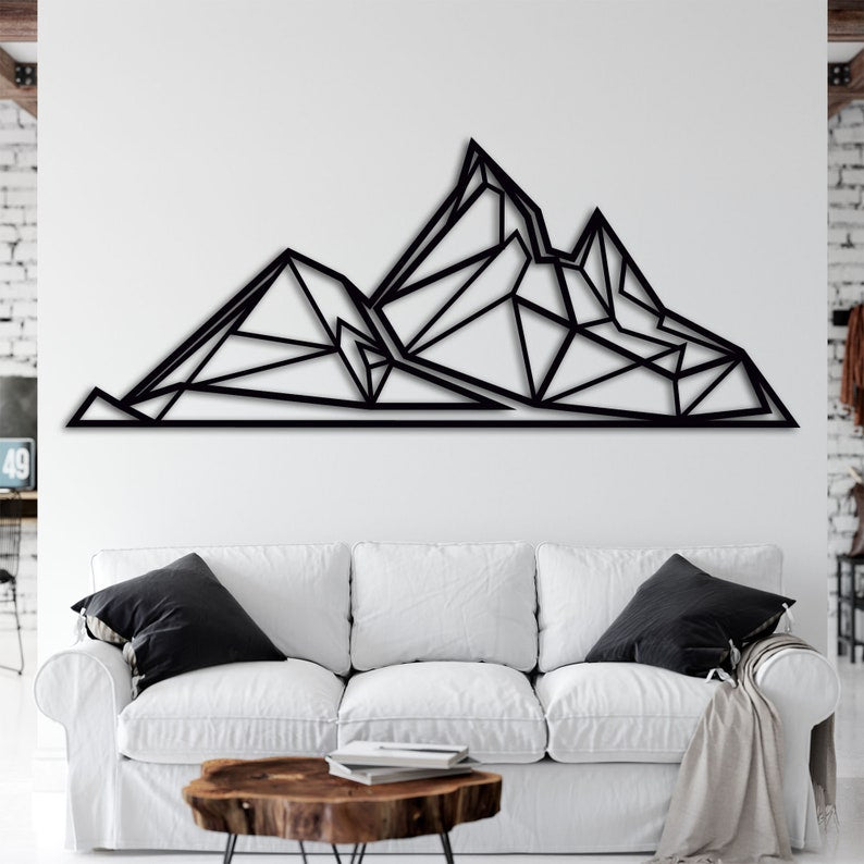Geometrische Berge Wandkunst aus Holz, 6 mm Sperrholz, 50-90 cm breit