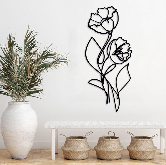 Geometrische Holz Wandkunst Blumen Deko 6 mm Sperrholz 50-90 cm Höhe