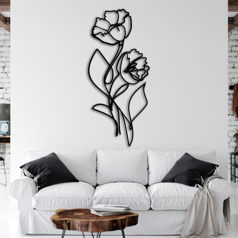 Geometrische Holz Wandkunst Blumen Deko 6 mm Sperrholz 50-90 cm Höhe