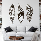 Geometrische Feder Wandkunst aus Holz, 6 mm Sperrholz, 50-90 cm breit, minimalistisches Wohndekor