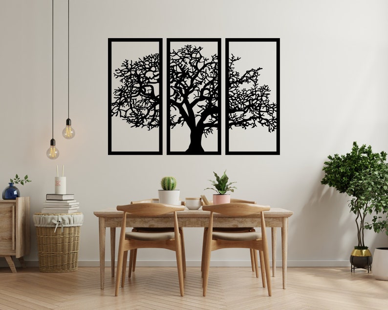 Baum des Lebens Holzwandkunst, Organische moderne Wohnkultur, Extragroße Wandkunst aus Echtholz