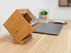 Holz-Stifthalter mit abnehmbarer Basis, XL, Weißeiche, 11x11,5x11,5 cm