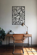 Magnolien-Blumen-Holzwanddekor – Blumenzweig-Wandkunst, 4 Größen, MDF