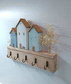 Schlüsselhalter Holzhäuschen Boho Wanddekoration Schlüsselhaken Holz Schlüsselbrett 25x18x2 cm