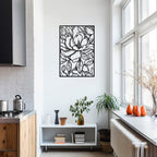 Magnolien-Blumen-Holzwanddekor – Blumenzweig-Wandkunst, 4 Größen, MDF