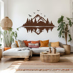 Bergwald Holzwandkunst Natur Silhouette Dekor 152x86 cm MDF