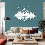 Bergwald Holzwandkunst Natur Silhouette Dekor 152x86 cm MDF