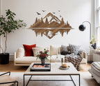 Bergwald Holzwandkunst Natur Silhouette Dekor 152x86 cm MDF