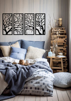 Ast 4 Stück Holzwanddekor, Pflanzenwandkunst, Baum abstraktes Dekor, Hauptwanddekor, Wohnzimmerkunst