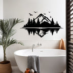 Bergwald Holzwandkunst Natur Silhouette Dekor 152x86 cm MDF