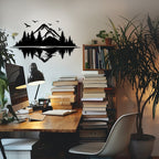 Bergwald Holzwandkunst Natur Silhouette Dekor 152x86 cm MDF