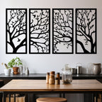 Ast 4 Stück Holzwanddekor, Pflanzenwandkunst, Baum abstraktes Dekor, Hauptwanddekor, Wohnzimmerkunst