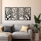 Ast 4 Stück Holzwanddekor, Pflanzenwandkunst, Baum abstraktes Dekor, Hauptwanddekor, Wohnzimmerkunst