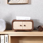 Mini Holztaschentücherkasten mit Schrankdesign, Nussbaum, kompakt