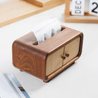Mini Holztaschentücherkasten mit Schrankdesign, Nussbaum, kompakt
