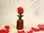 Holz Rosenfigur Handgeschnitzt Rote Rose 13 cm Dekoration Tischfigur