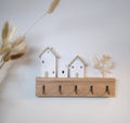 Schlüsselbrett Holzhäuschen Boho Wanddekoration Schlüsselhaken aus Holz 25x15cm