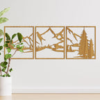 Bergwand Kunst aus Holz, HDF 3 mm, Rustikales Wanddekor für Wohnzimmer, Schlafzimmer, Büro