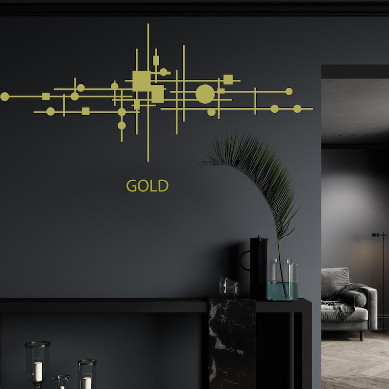 Geometrische Metall Wandkunst, Abstrakte Wanddekoration, Modernes Mid-Century Design, Schlafzimmer Wohnzimmer Akzent