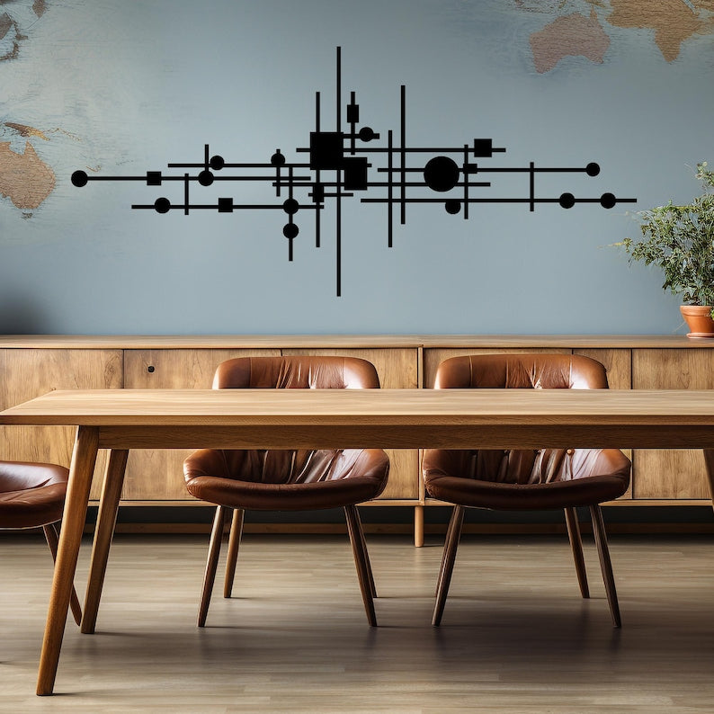 Geometrische Metall Wandkunst, Abstrakte Wanddekoration, Modernes Mid-Century Design, Schlafzimmer Wohnzimmer Akzent