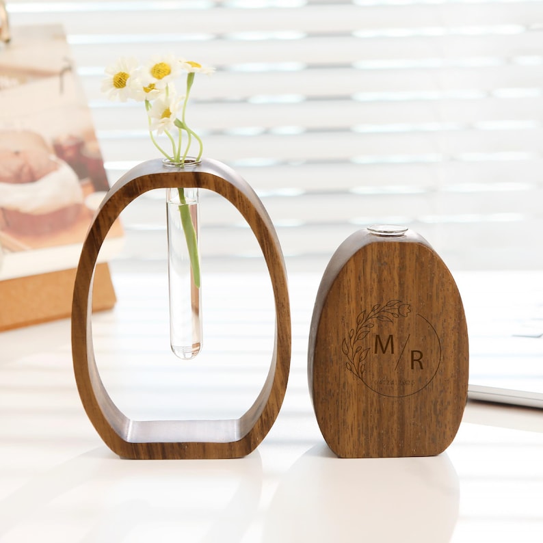Holz Reagenzglas Vase Modern Wanddeko Wohnkultur Geschenk für Frauen