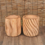 Stifthalter aus massivem Mangoholz, natürlicher oder dunkler Holzton, 12 cm hoch