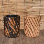 Stifthalter aus massivem Mangoholz, natürlicher oder dunkler Holzton, 12 cm hoch