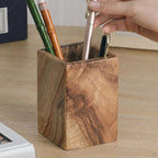 Stifthalter aus massivem Kampferholz 8x8x12 cm – Schreibtisch Organizer, Stiftebecher