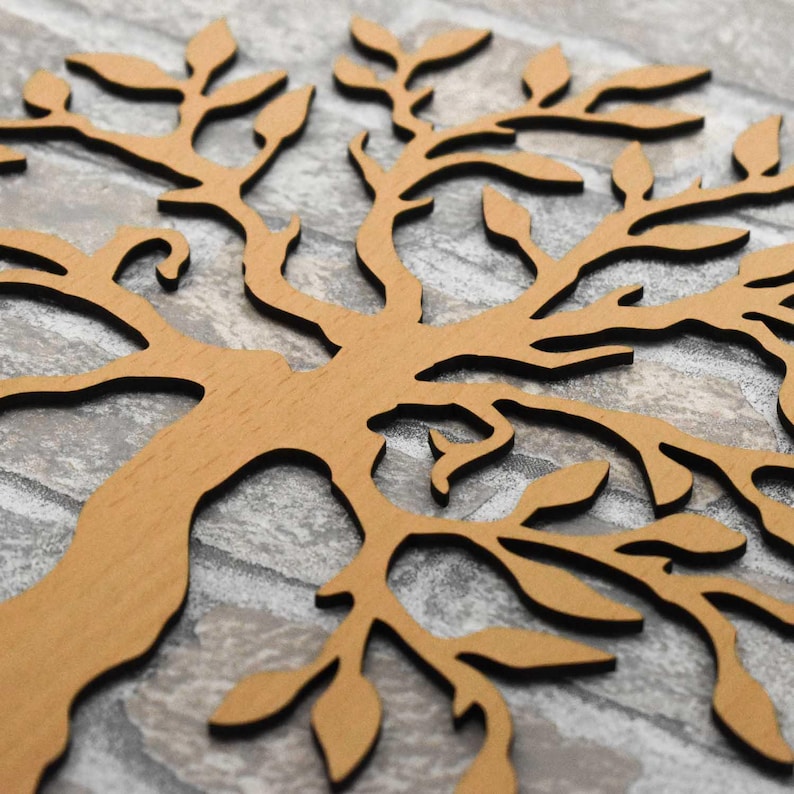Baum des Lebens Wandkunst, 3D Holzdekoration, spirituelles Symbol, 12 Farben, verschiedene Größen
